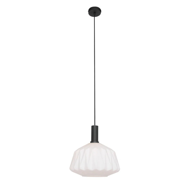 Modern Faceted Glass Pendant Light with Black Finish