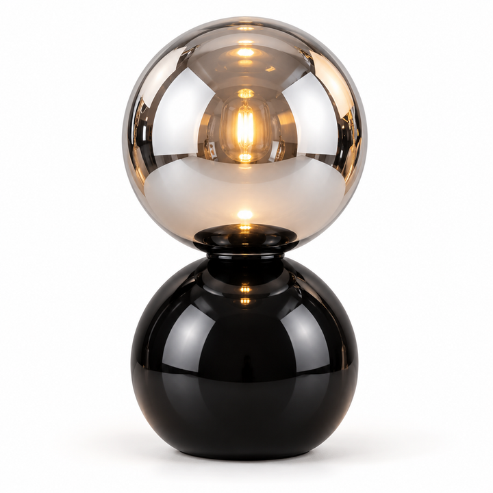 Black Globe Table Lamp with Opal Shade