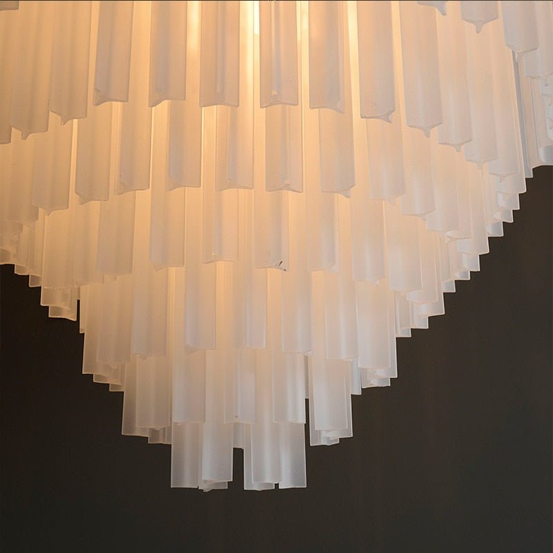 Tiered White Glass Chandelier