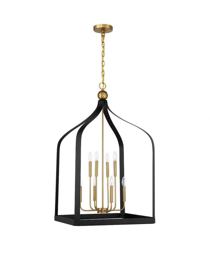 Elegant White and Gold Cage Chandelier