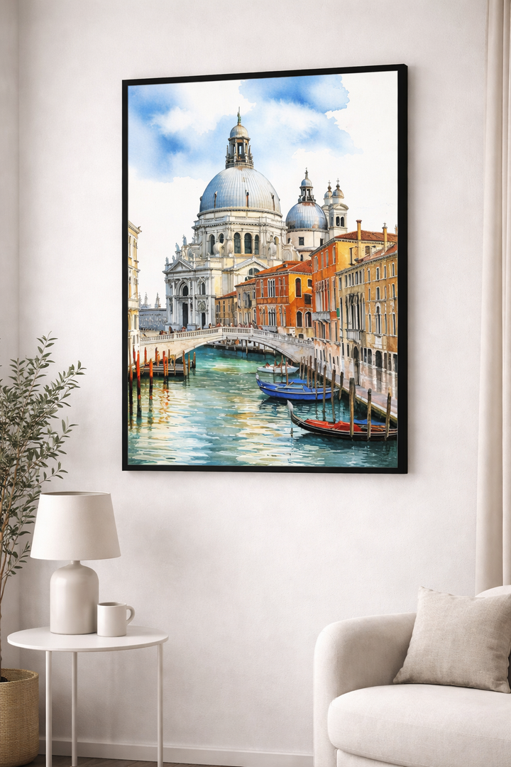 Venice Grand Canal Watercolor Canvas Art