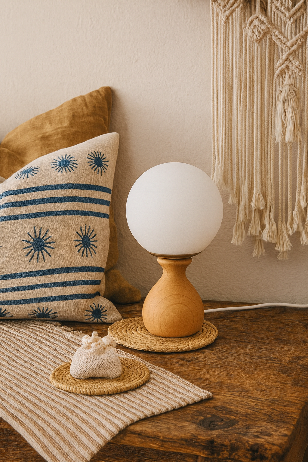 Wooden Globe Table Lamp
