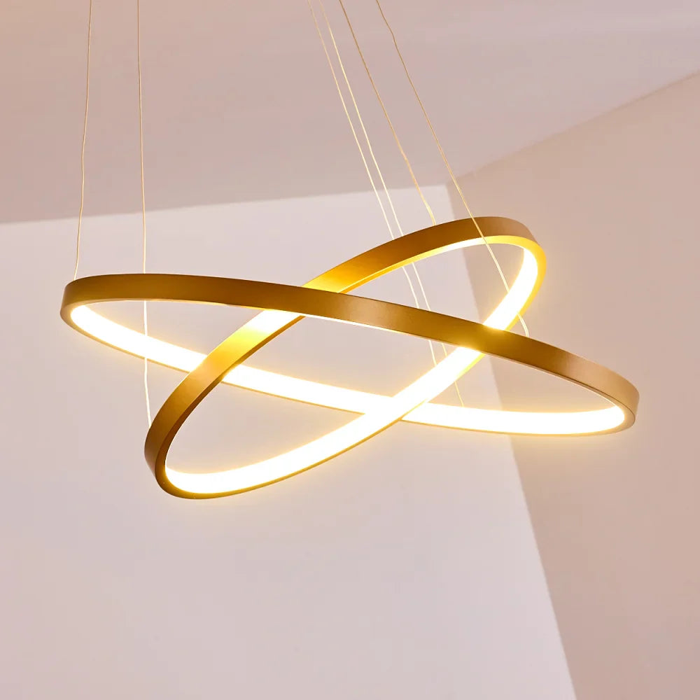 Modern LED Ring Chandelier with Gold Finish