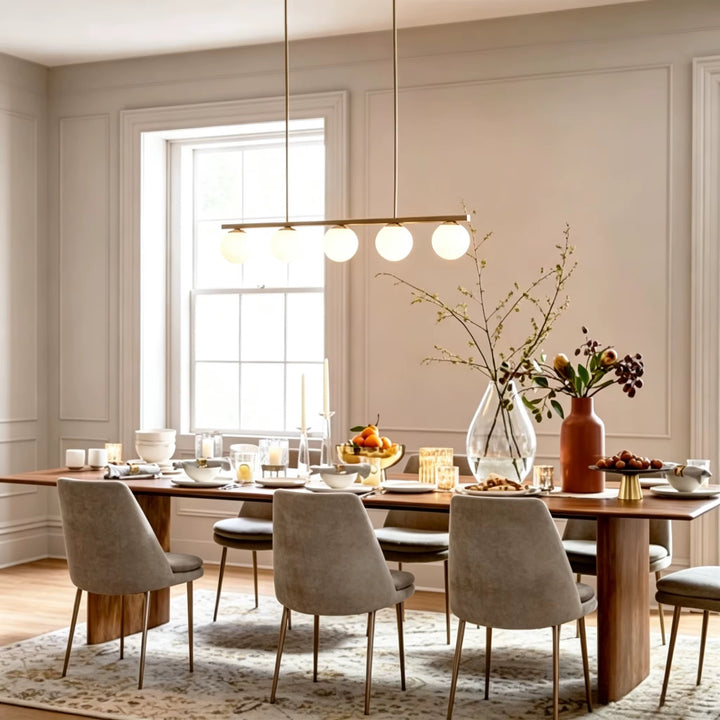 Modern Brass Or Black 5-Light Globe Pendant Chandelier