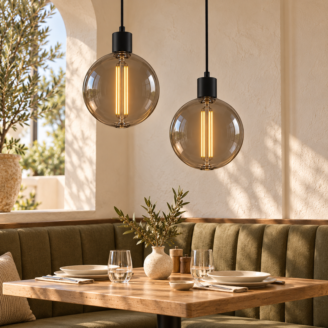 Vintage Smoky Glass Globe Filament Bulb- G180