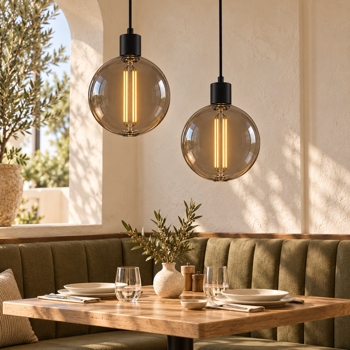 Vintage Smoky Glass Globe Filament Bulb- G180