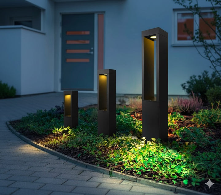 Modern Black LED Bollard Light - Outdoor Pathway Lighting