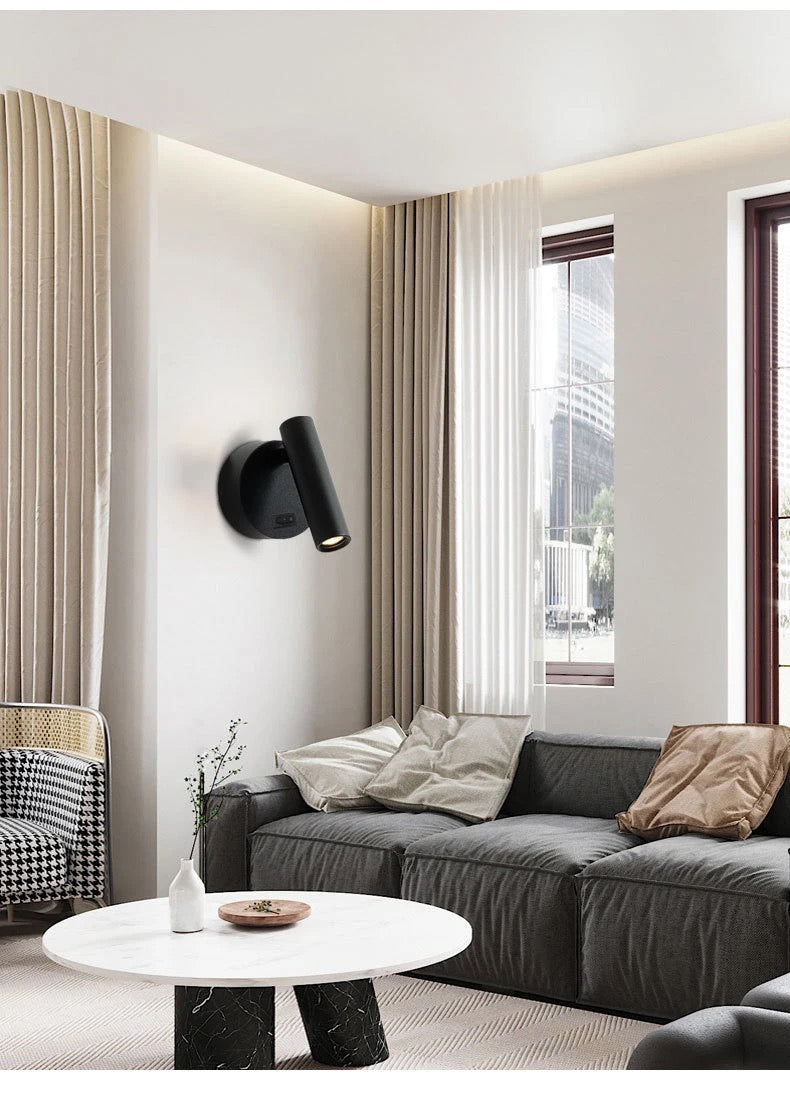 Modern Black Wall Sconce for Bedroom or Living Room