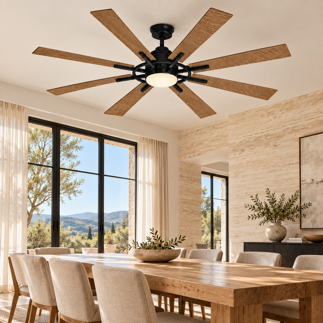 Modern Wooden Ceiling Fan with Light