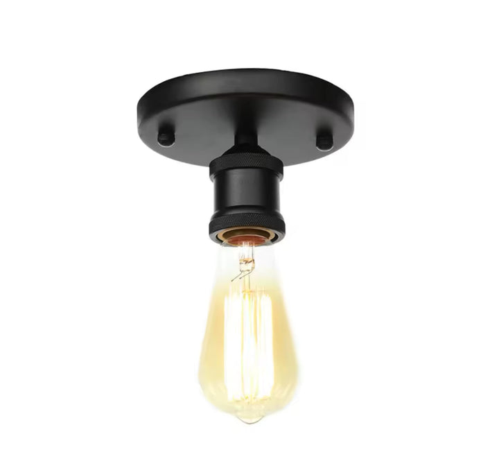 Industrial Flush Mount Ceiling Light with Exposed Bulb