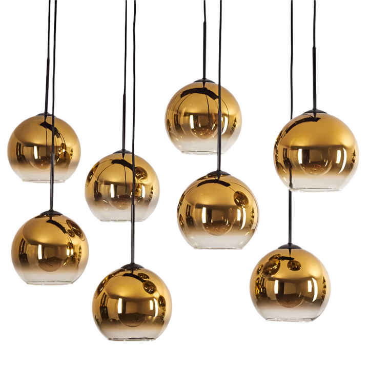 Luxury Gold Globe Pendant Light - Cluster of Eight