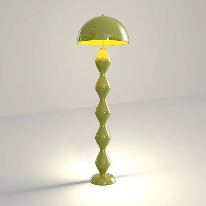 Sculptural Olive Green Dome Floor Lamp