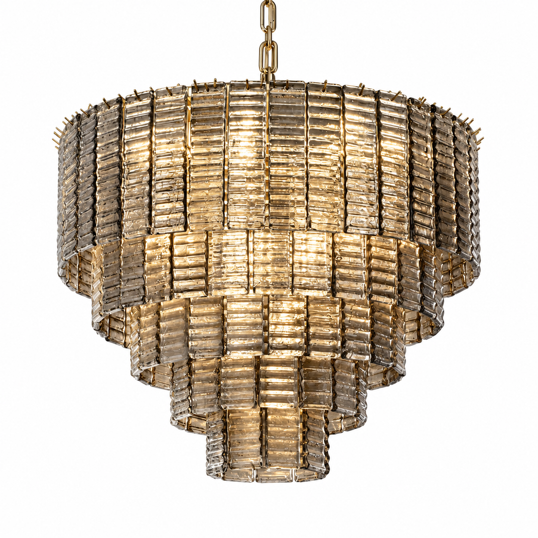 Silver Textured Crystal Chandelier