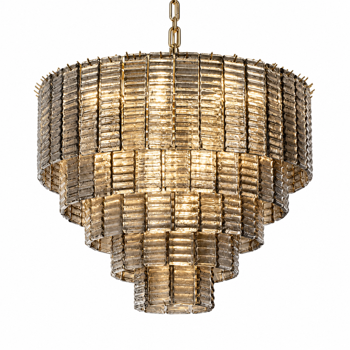 Silver Textured Crystal Chandelier