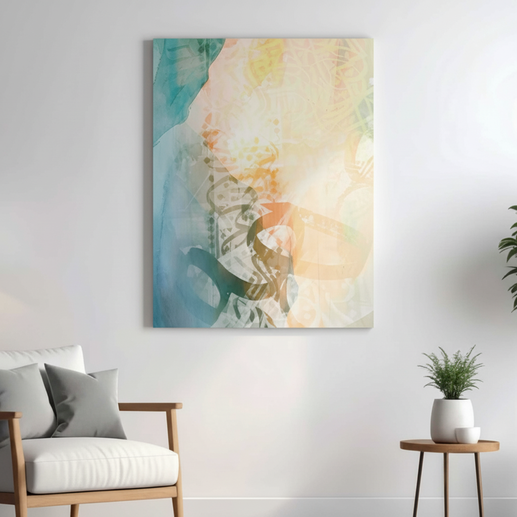 Pastel Abstract Arabic Calligraphy Wall Art