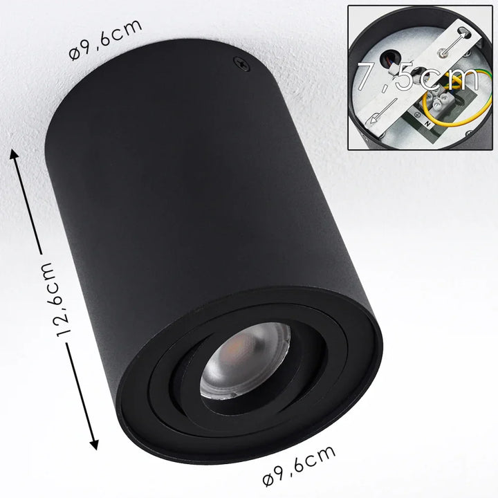 Modern Adjustable Black Cylinder Ceiling Spotlight