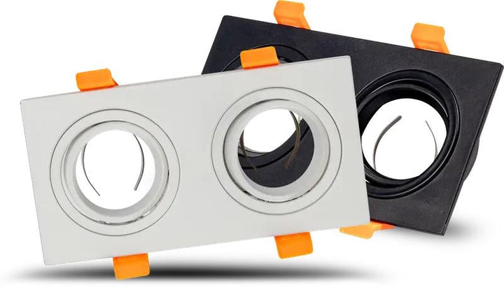 Double Recessed Downlight Frame Set Aluminum