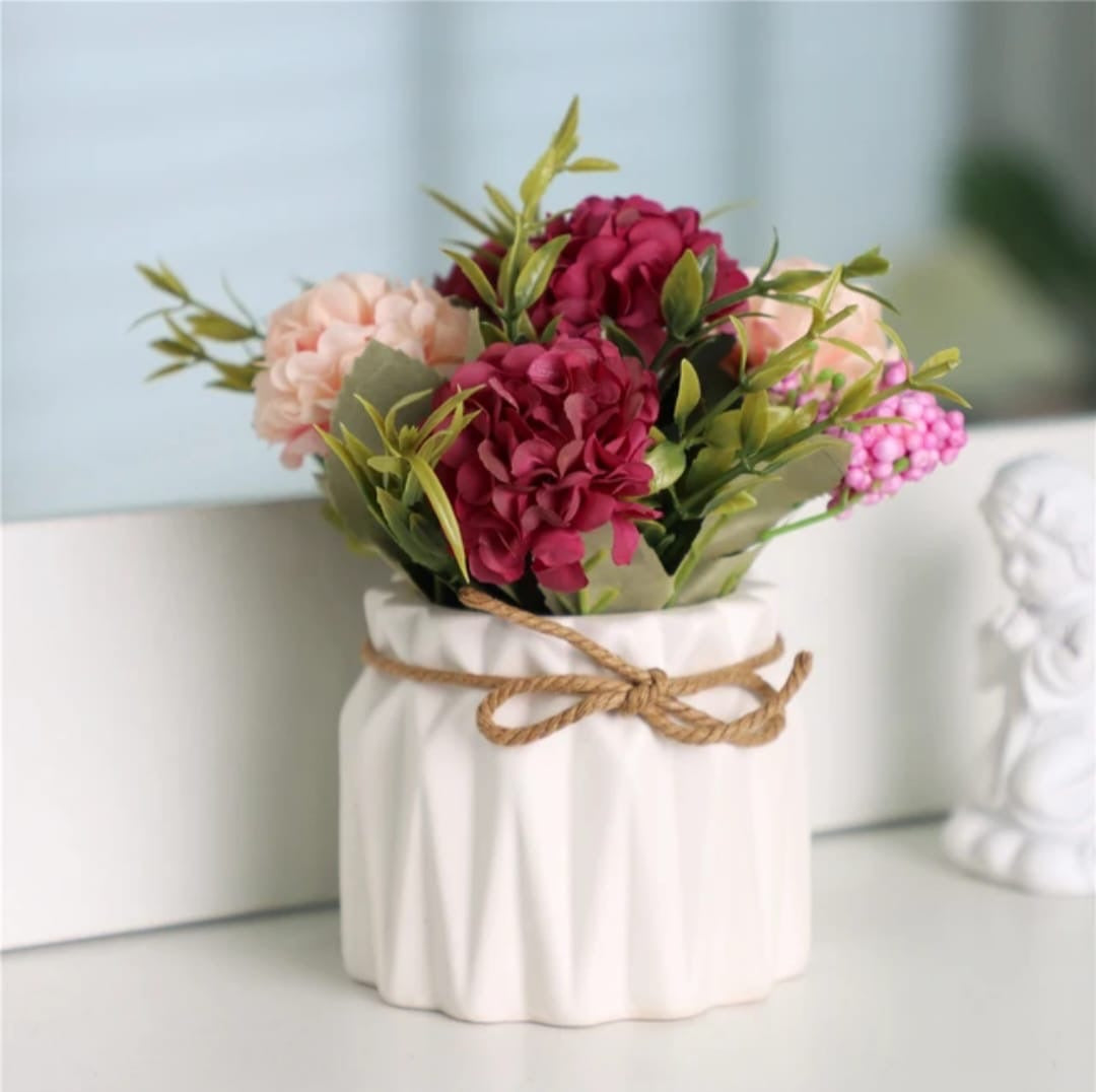 Artificial Hydrangea Plant in Ceramic Pot