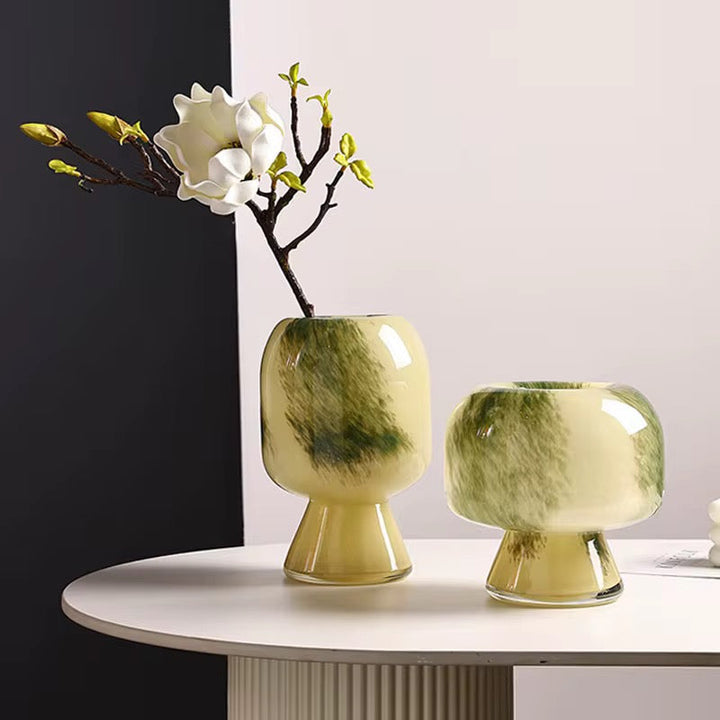 Green Marble Glass Vase Set