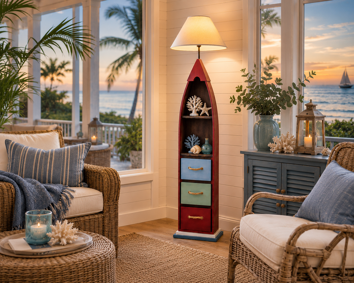 Boat-Shaped Floor Lamp with Storage