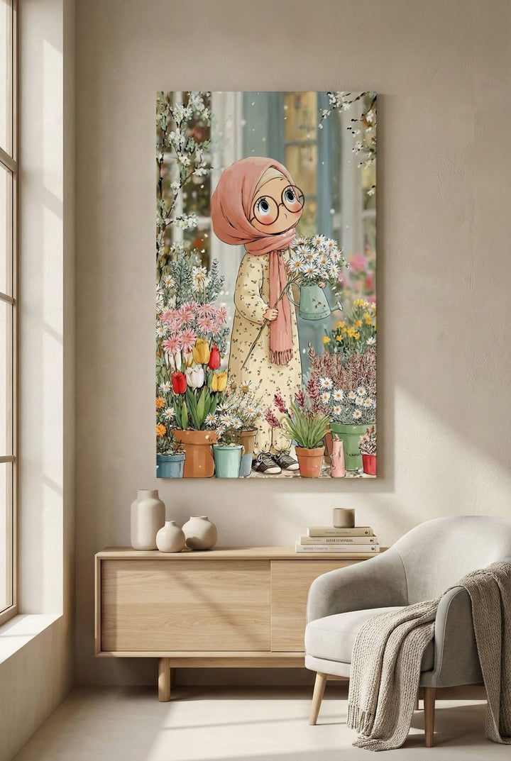 Flower Garden Girl Canvas Art