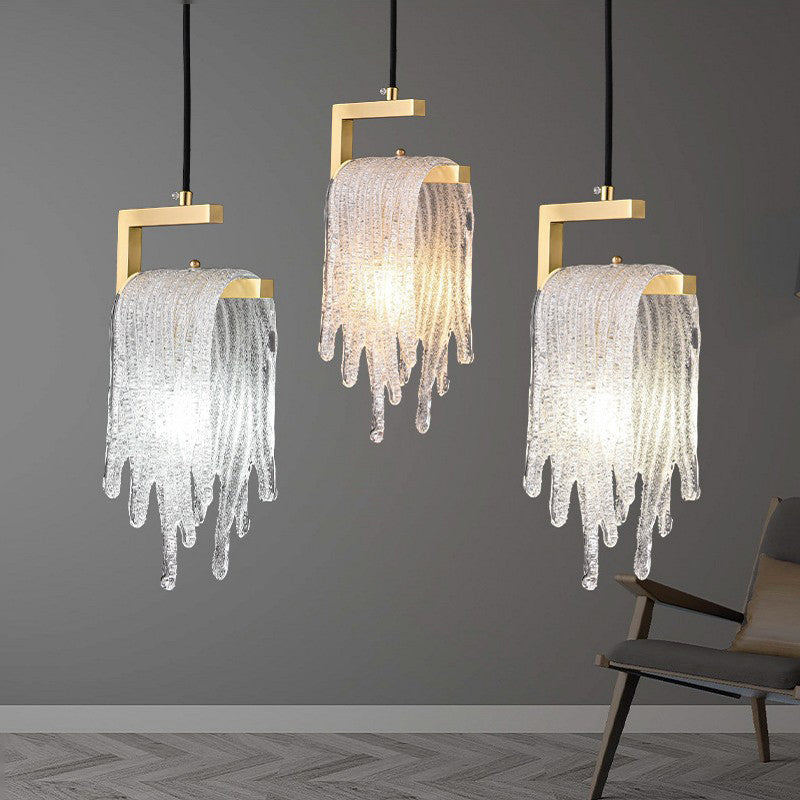 Gold-Tone Crystal Cascade Pendant Light