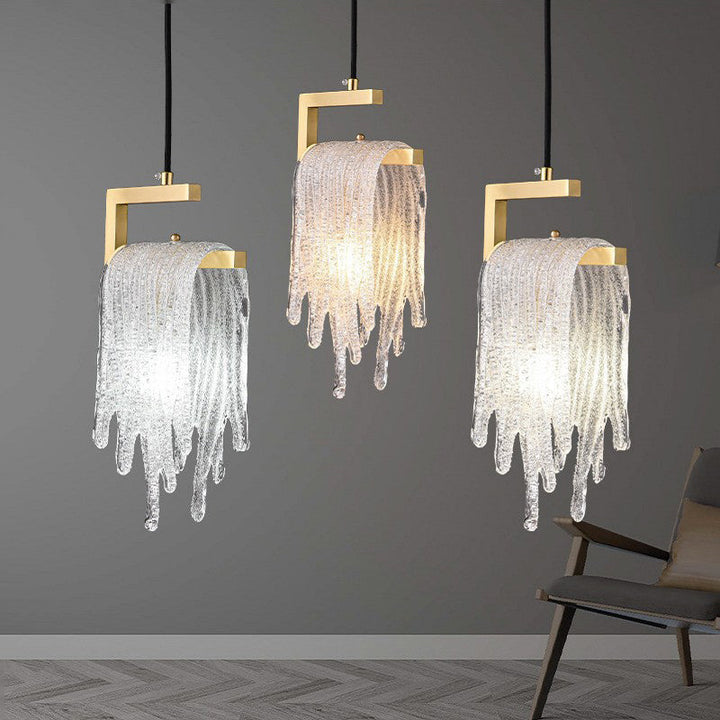 Gold-Tone Crystal Cascade Pendant Light