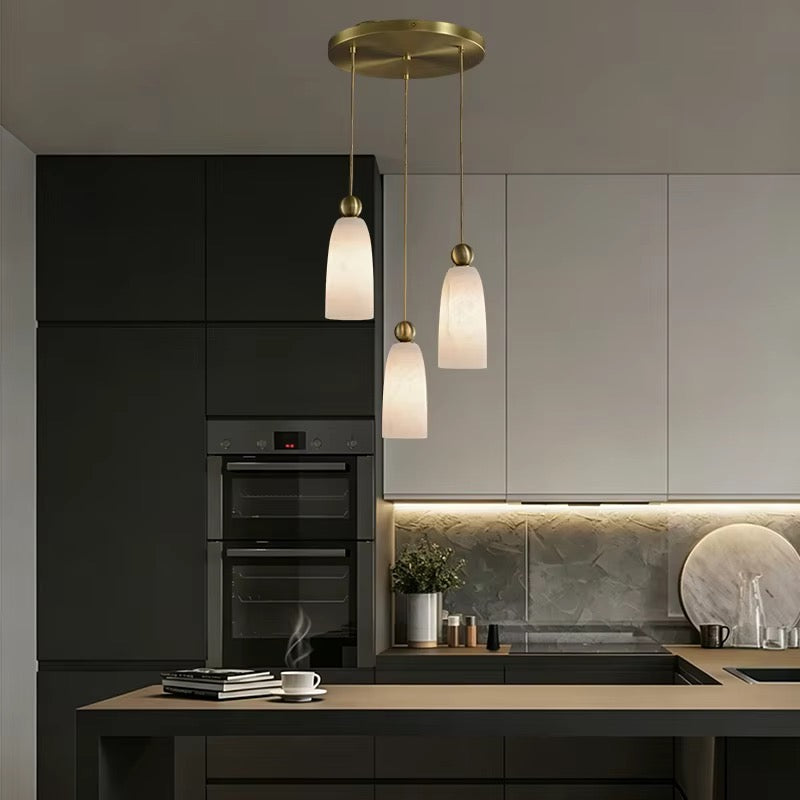 Light Cream Pendant Cluster with Gold-Tone Details