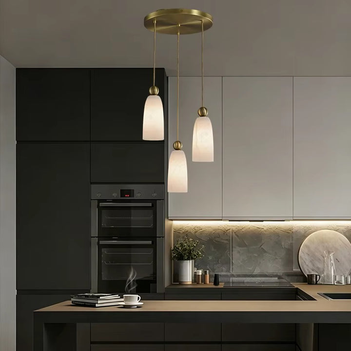 Light Cream Pendant Cluster with Gold-Tone Details