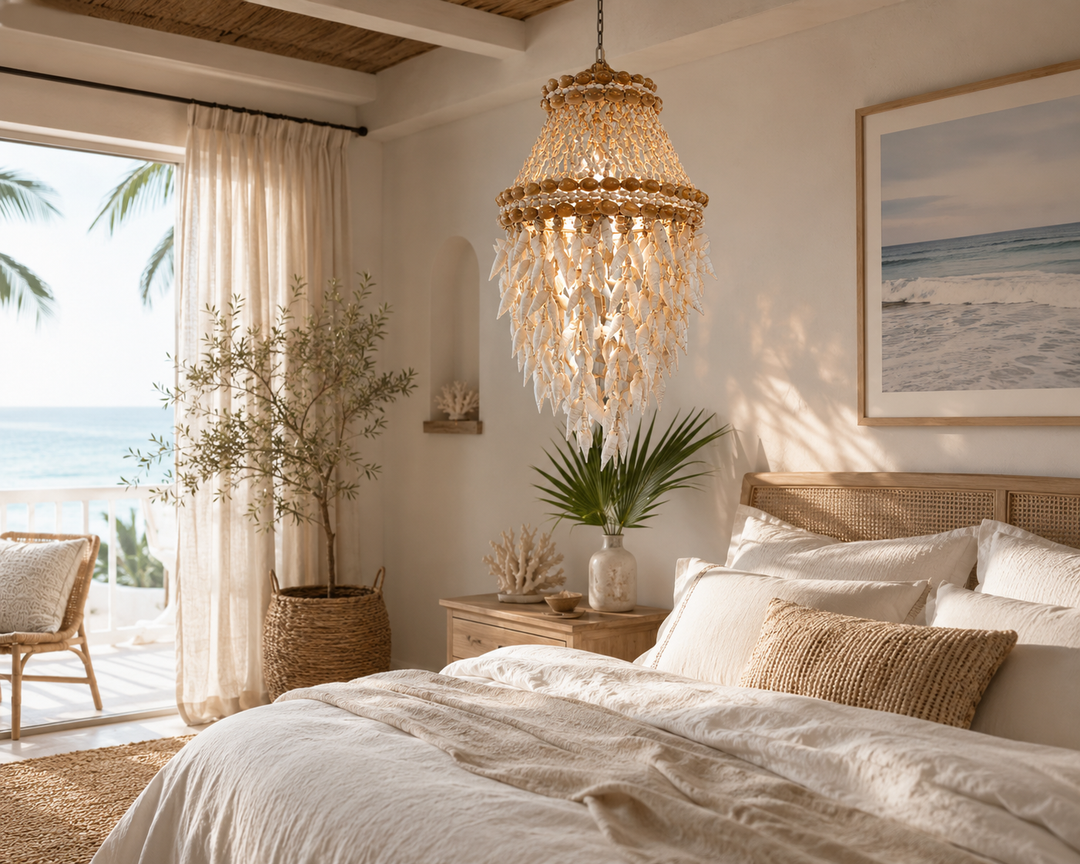 Coastal Capiz Shell Pendant Chandelier