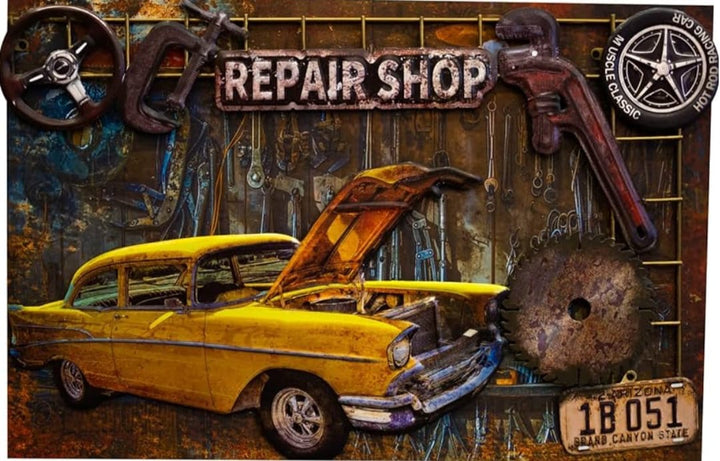 Vintage Repair Shop 3D Metal Wall Art