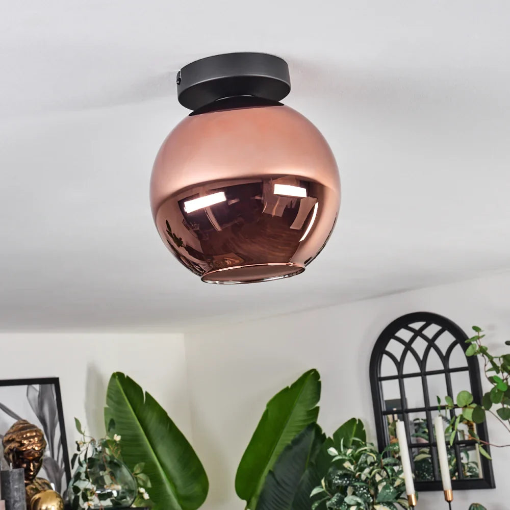 Modern Copper Glass Globe Ceiling Light