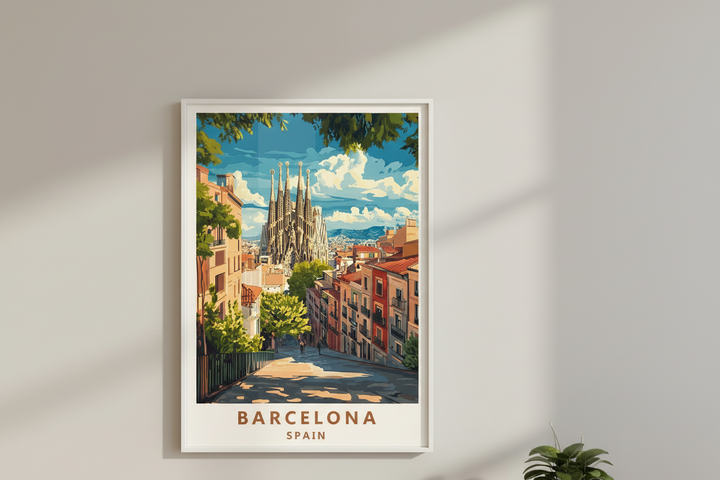 Barcelona Spain Sagrada Familia Vintage Travel Poster Canvas