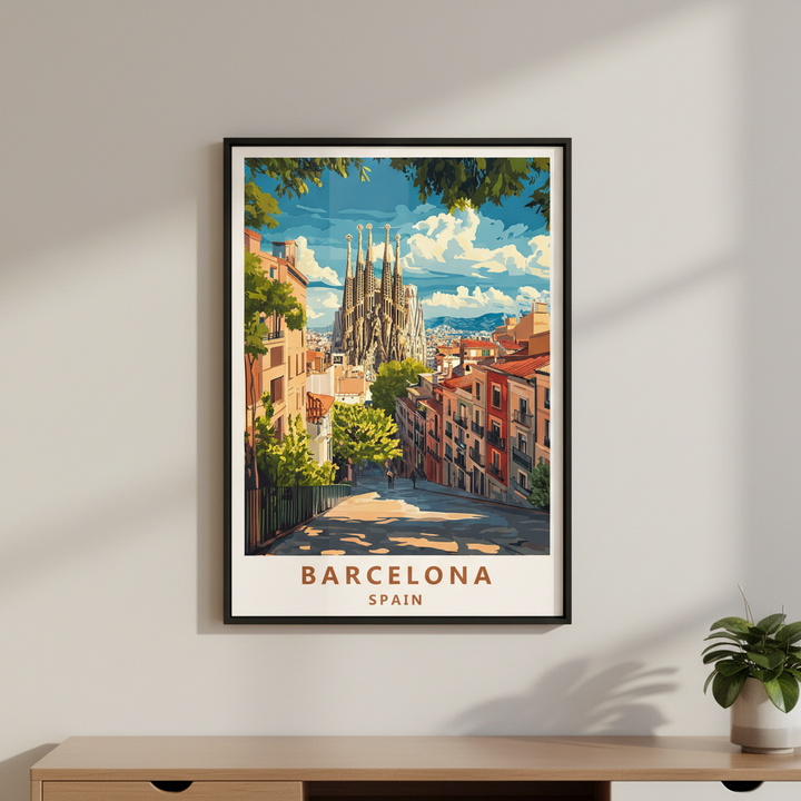 Barcelona Spain Sagrada Familia Vintage Travel Poster Canvas