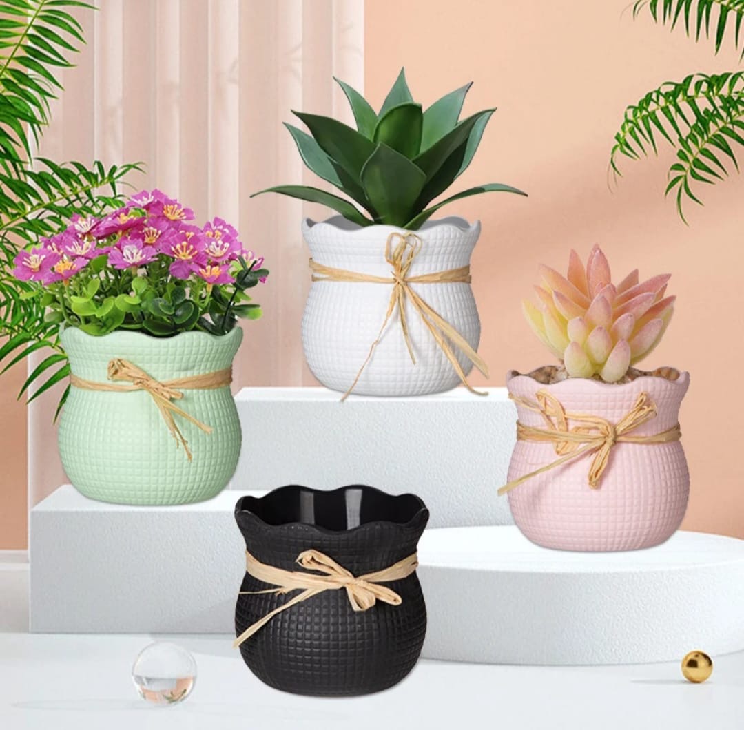 Artificial Flower Pots Set of 4 different colors