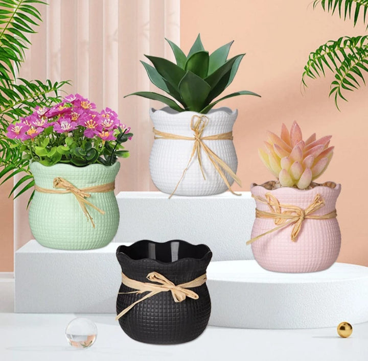 Artificial Flower Pots Set of 4 different colors