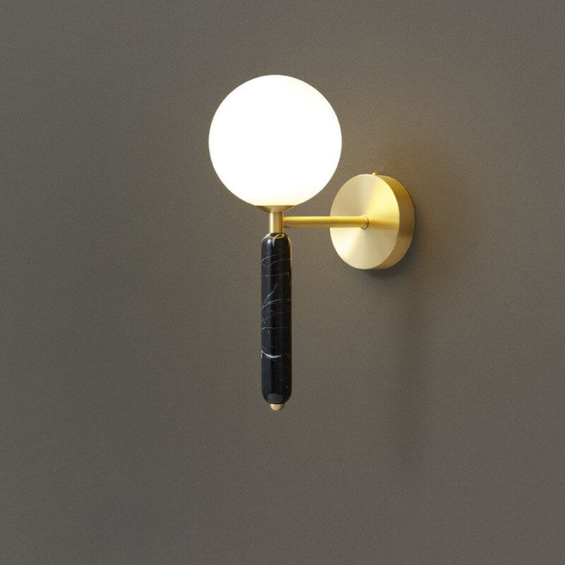 Modern Wall Sconce with Marble and Brass Accents