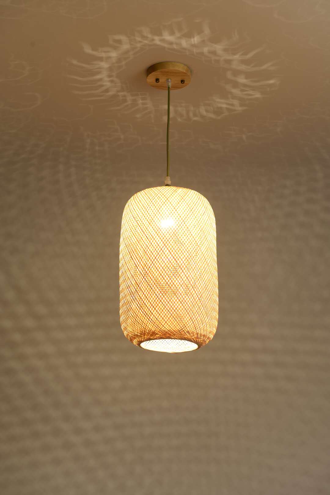 Triple Pendant Light with Woven Bamboo Shades