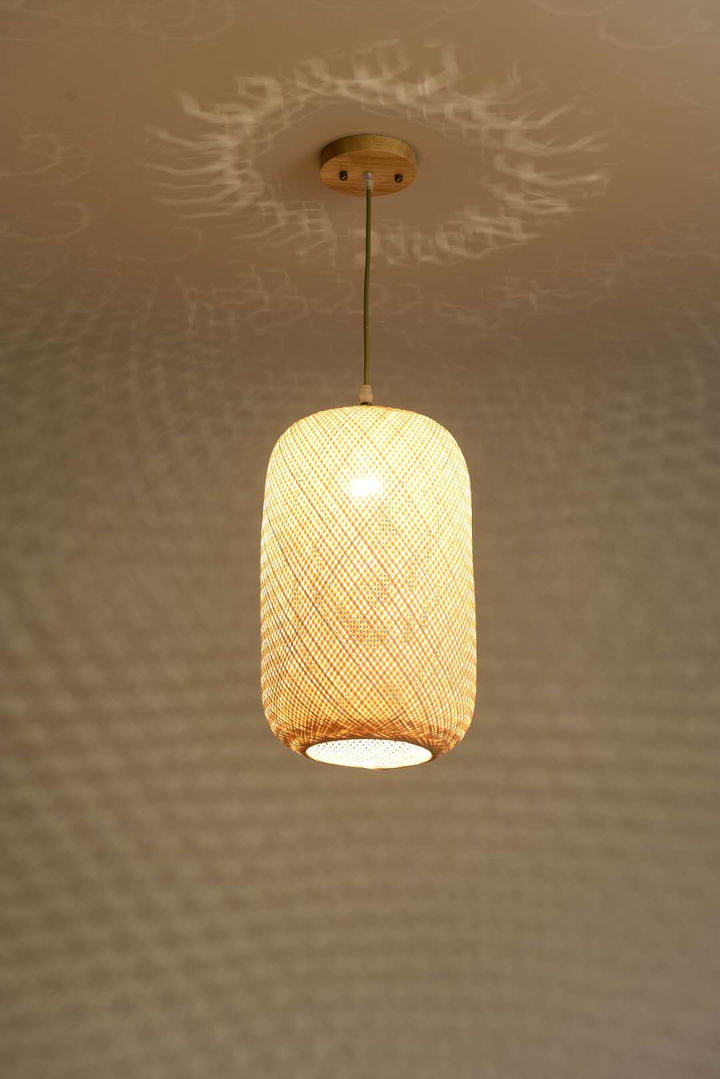 Triple Pendant Light with Woven Bamboo Shades