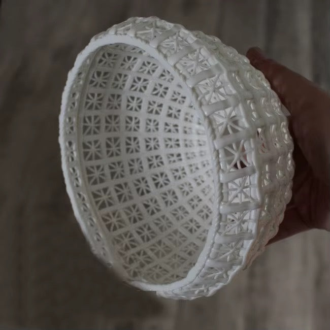 White Ceramic Textured Dome Pendant Light with Brass Detail