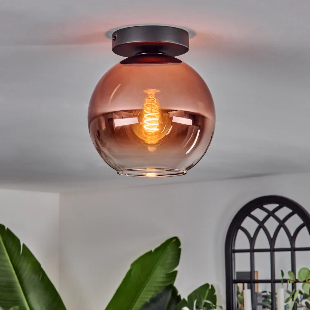 Modern Rose Gold Glass Globe Ceiling Light