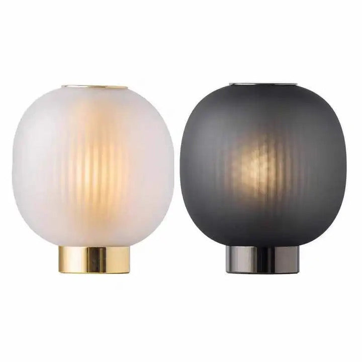 Contemporary Dual Glass Table Lamp Set with Brass and Black Finishes