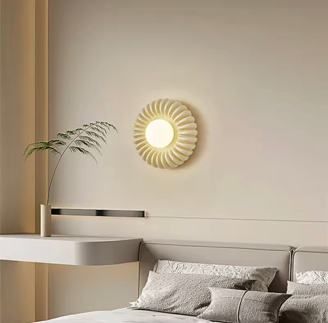 Modern Sculptural Wall Light with Radiant Pattern