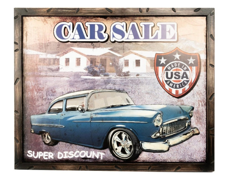 Vintage Car Sale Retro Wall Art