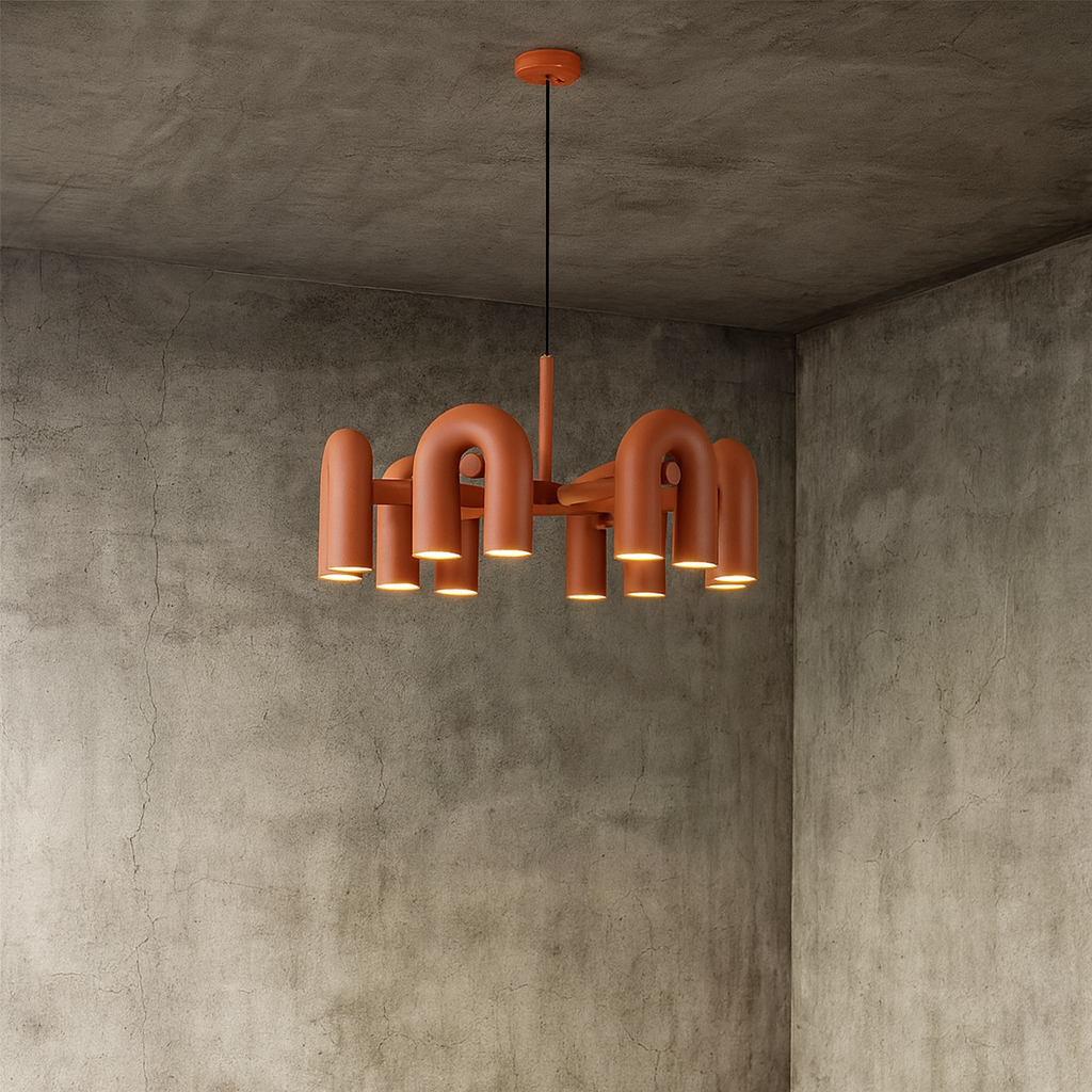 Modern Black Tube Chandelier