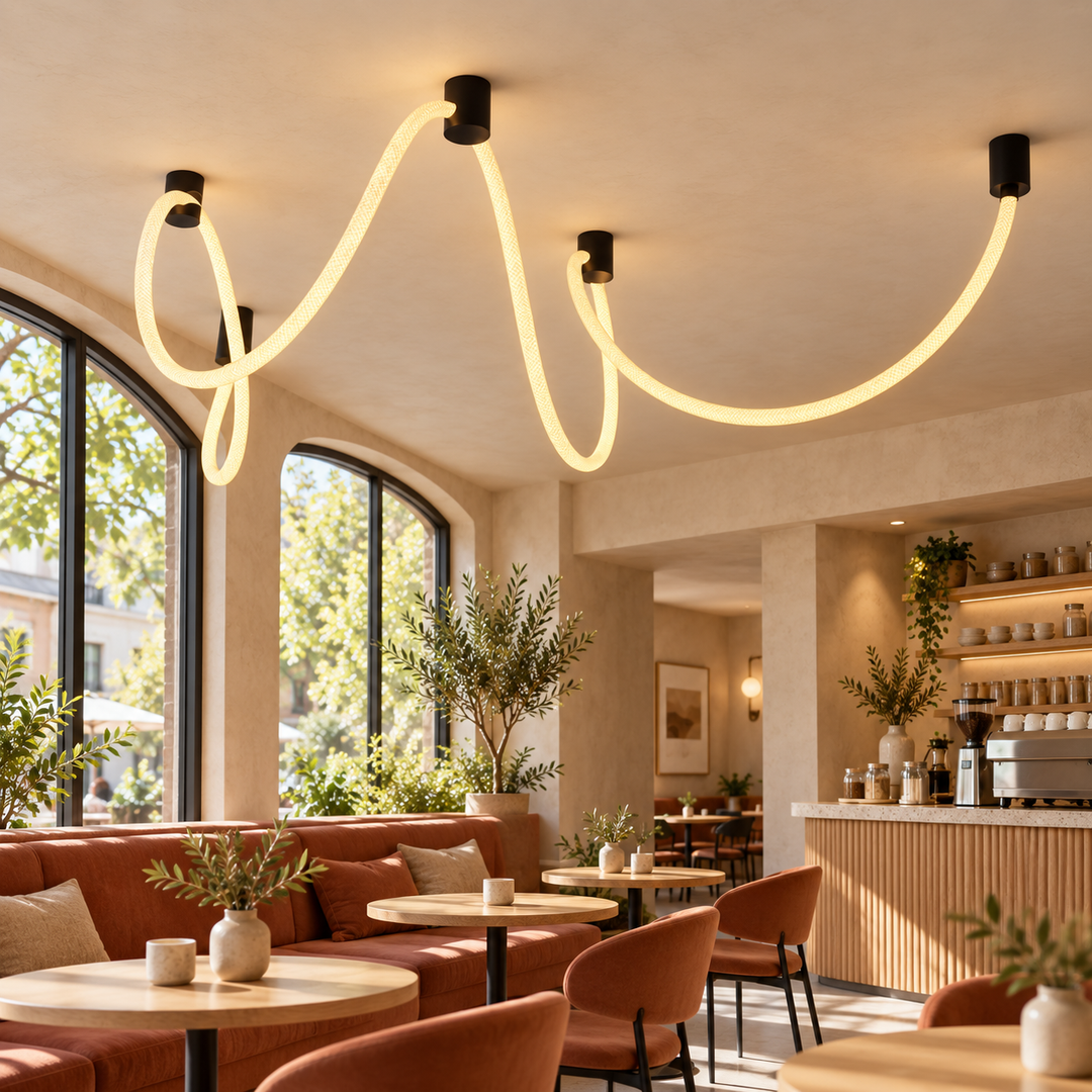 Modern Sculptural LED Wall Light in Black and Warm Gold
