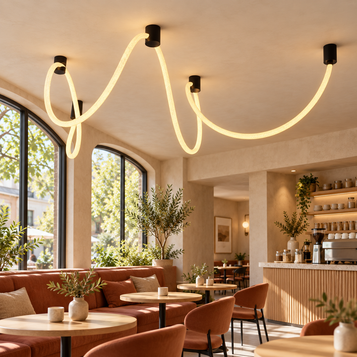 Modern Sculptural LED Wall Light in Black and Warm Gold