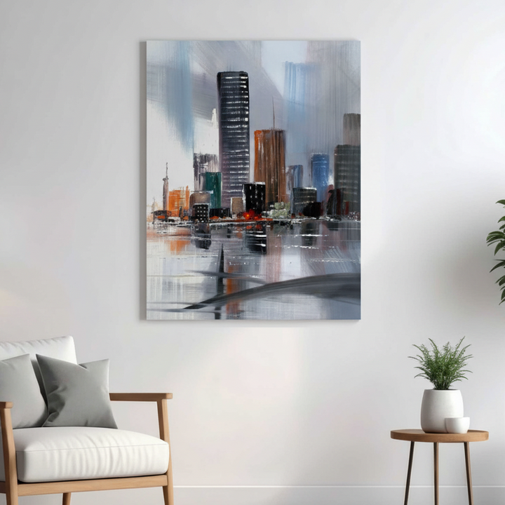 Modern City Skyline Reflection Wall Art