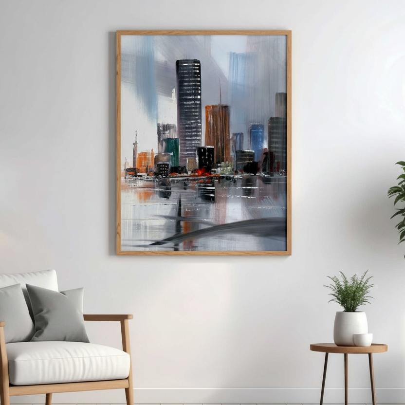 Modern City Skyline Reflection Wall Art