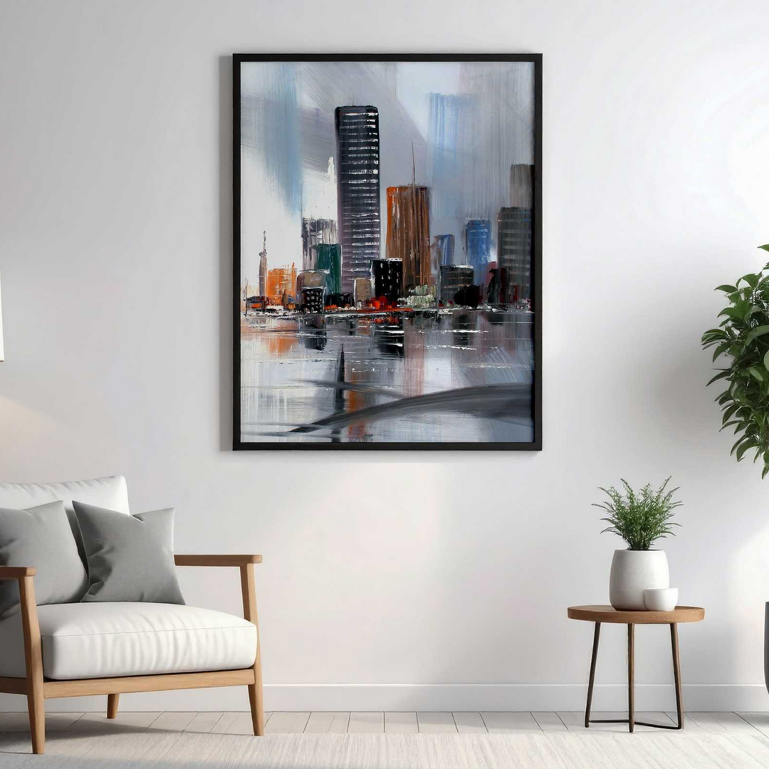 Modern City Skyline Reflection Wall Art